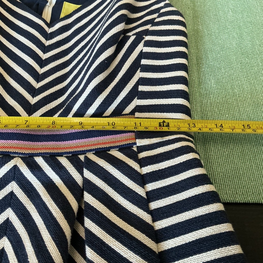 Maeve Striped Fit & Flare Dress Navy White Size 4 - Picture 7 of 10